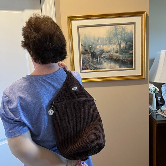 The Sak Brown Crochet Crossbody Sling Bag - Picture 12 of 13